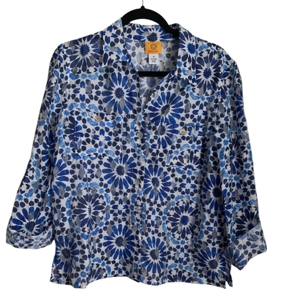 Ruby Rd. Women's Blouse Size 10 Button Down Floral Abstract Button Down Shirt - Picture 1 of 6